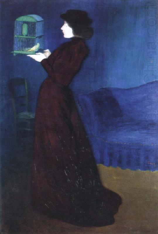 woman with a birdcage, Jozsef Rippl-Ronai